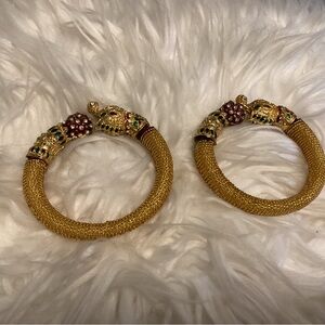 Traditional vintage jeweled Indian elephant head bangles.